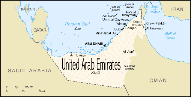 Map of United Arab Emirates - Print for easier reading.